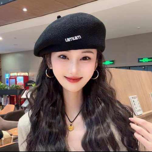 2026春季新款定型压皱贝雷帽子女透气薄款显脸小画家帽百搭蓓蕾帽 - 图0