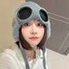 Korean style goggles pilot hat women winter plus velvet