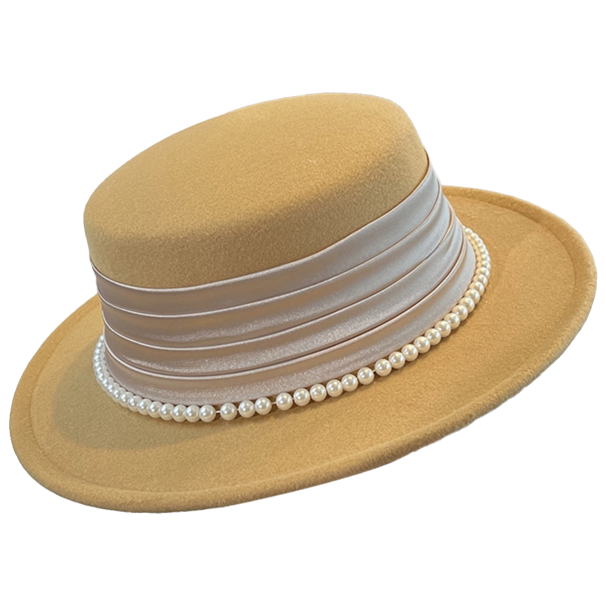 秋冬法式赫本风褶皱珍珠平顶礼帽子女百搭优雅名媛风英伦爵士帽潮,淘宝优惠券,粉丝福利购,淘宝优惠卷