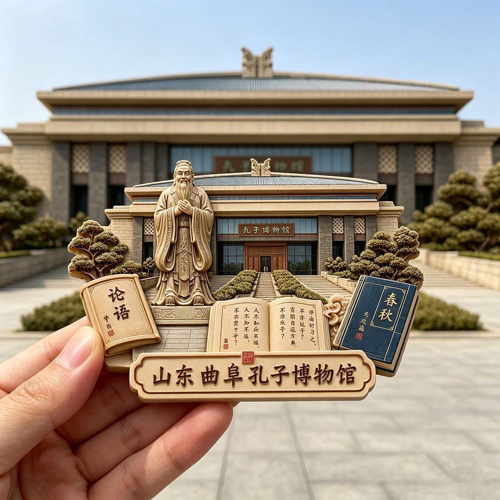 孔子博物馆树脂磁吸浮雕冰箱贴山东曲阜旅游文创纪念小礼品赠品