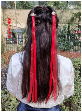 古风汉服发饰长丝带发夹蝴蝶结