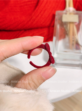 「在逃公主」植绒戒指女酒红色