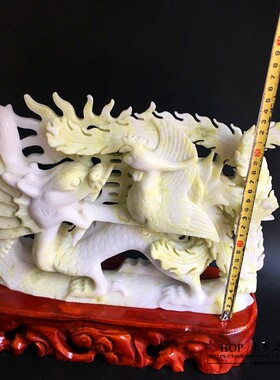 天然岫玉龙凤呈祥摆件家居客厅