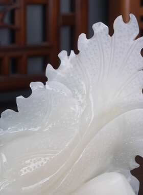 天然阿富汗白玉白菜摆件玉石大白菜家居饰品乔迁店铺开业礼品摆设