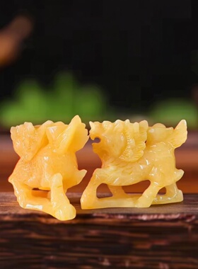 天然玉石麒麟摆件一对家居客厅办公室装饰品吉祥物送礼工艺品摆设