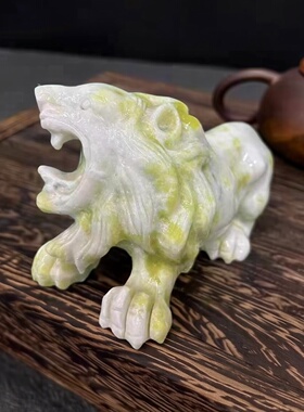 天然玉石狮子摆件家居装饰品客厅酒柜办公室工艺品玉雕吉祥物摆设