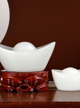 天然玉石元宝摆件家居办公室客厅桌面玄关工艺装饰品乔迁礼品摆设