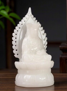 天然玉石雕刻地藏王菩萨家用玄关供奉佛像家居客厅装饰品礼品摆设