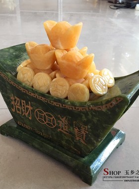 天然招财进宝摆件绿色风水南玉