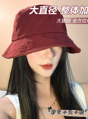 红色渔夫帽女2026新款夏季防晒