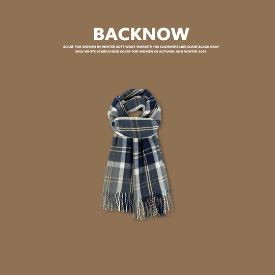 BACKNOW格子围巾女冬季2025新款围脖保暖ins韩系格纹仿羊绒披肩男