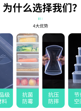 长方形透明塑料保鲜盒冰箱冷藏专用盒子厨房食品收纳盒食品级商用