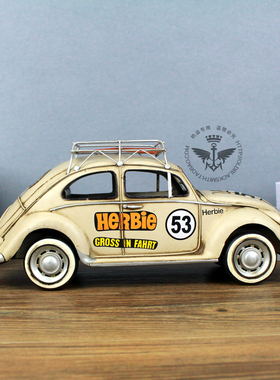 老爷车纯手工米黄色主题餐厅模型