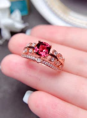 豪华镁铝石榴石戒指女925纯银