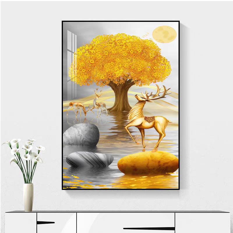 轻奢入户门玄关装饰画客厅招财宾馆酒店风景竖版走廊过道墙壁挂画,淘宝优惠券,粉丝福利购,淘宝优惠卷