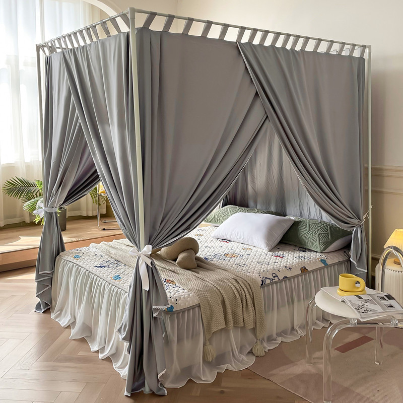 老式穿杆宫廷蚊帐家用1.8m床防尘顶遮光布架子床保暖床幔挡空调风,淘宝优惠券,粉丝福利购,淘宝优惠卷