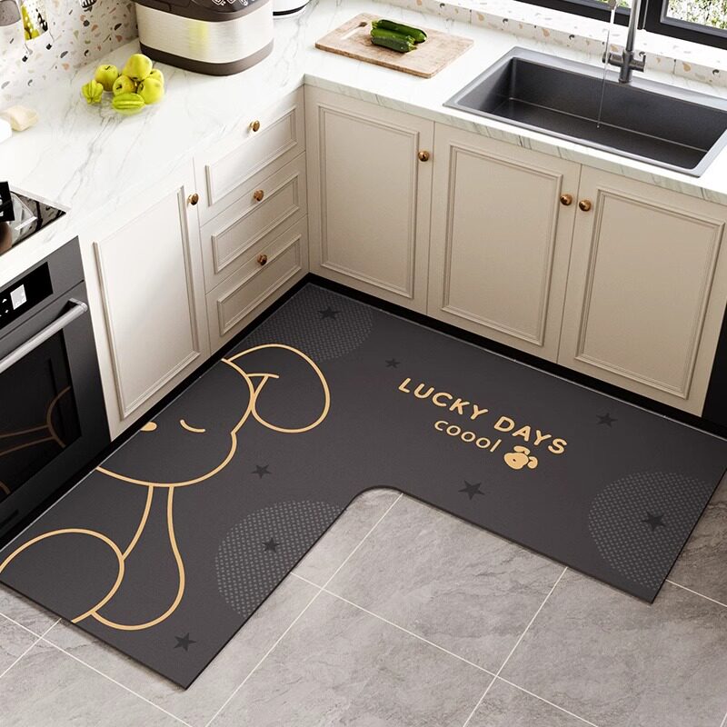 2026 new kitchen floor mat absorbent L-shaped carpet
