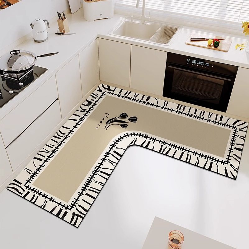 2025新款厨房专用地垫L形吸水吸油防滑防油耐脏地毯复古家用地毯,淘宝优惠券,粉丝福利购,淘宝优惠卷