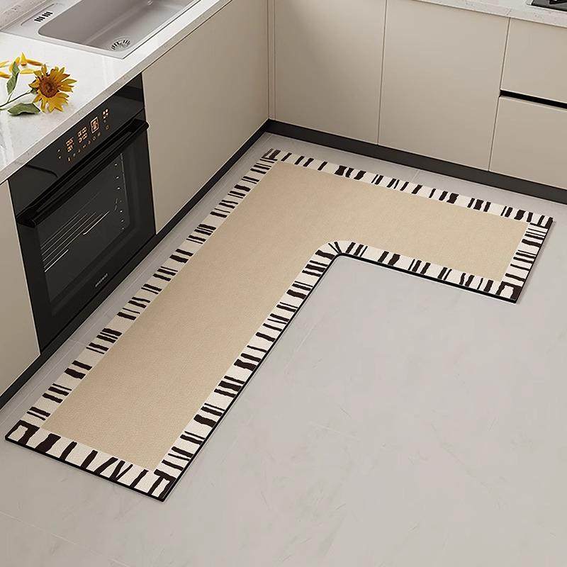 L型厨房地垫皮革防水防油可擦高级感耐脏地毯家用可裁剪防滑脚垫,淘宝优惠券,粉丝福利购,淘宝优惠卷