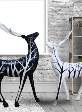 玻璃钢彩绘鹿雕塑户外园林公园景观售楼处彩绘梅花鹿麋鹿造型定制