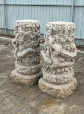 做旧石雕庭院石雕龙柱复古雕刻