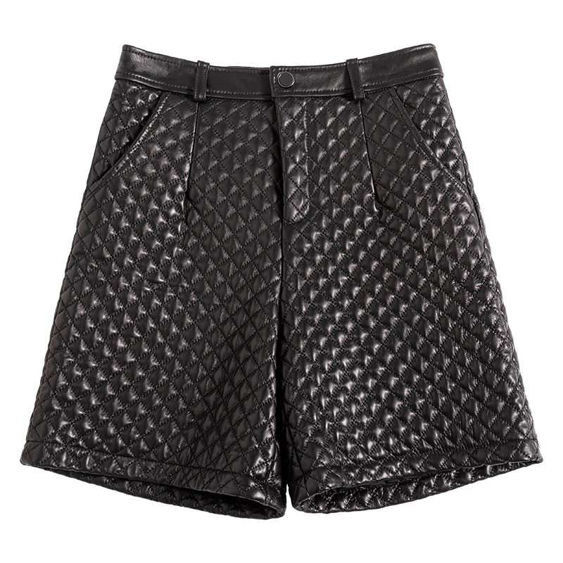 真皮短裤女2026春秋新款绵羊皮直筒加棉休闲裤外穿高腰显瘦加厚,淘宝优惠券,粉丝福利购,淘宝优惠卷