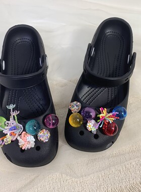 游园多巴胺鞋花芭蕾舞鞋洞洞鞋可爱女生装饰配饰适配crocs卡扣diy