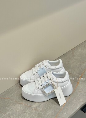 cece coup经典！闭眼买！10/01 新品 25s 水钻方扣厚底休闲小白鞋