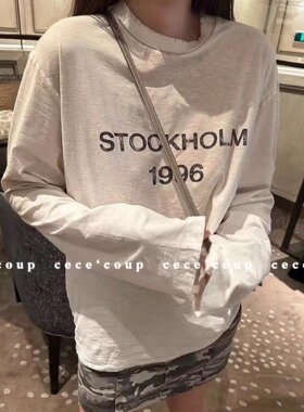 25ss1996字母印花做旧长袖T恤