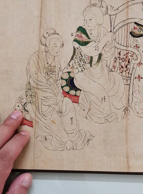 江户时代 仿周文矩宫中图卷 复古书画人物工笔国画微喷复制装饰画