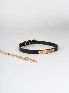 项圈定制刻字女m金属铭牌choker皮质真皮颈圈颈带亚文化