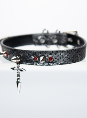 蛇皮小众项圈choker手作朋克哥特亚文化PUPPY项圈亚马逊定制