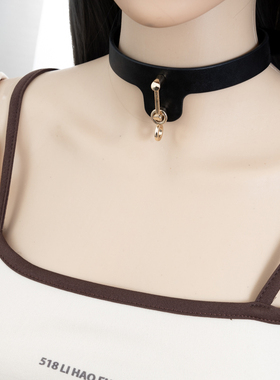 可调节项圈牛皮定制刻字