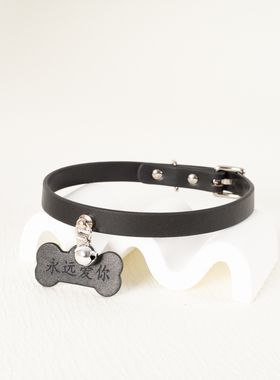 真皮choker会响铃铛定制刻字