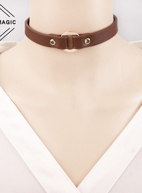 黑色圆环项圈女真皮百搭真