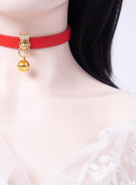 项圈定制刻字女m手工皮具真皮项圈项链原创会响的铃铛人用