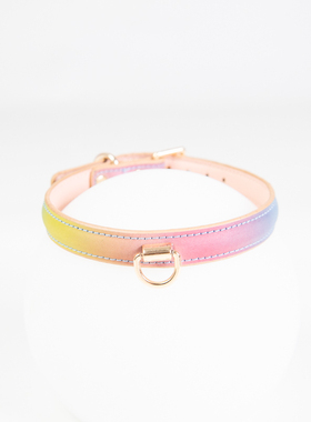 项圈定制刻字女m牵引绳铃铛真皮k9日常颈圈choker