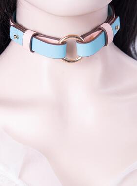 项圈定制刻字女m牵引绳链子K9手工皮具女m真皮颈带心型