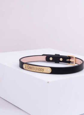 女m项圈定制刻字金属铭牌皮质真皮颈圈颈带k9亚文化牛皮