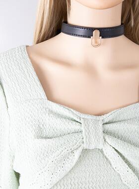 项圈定制刻字女m牵引绳链子手工皮具K9颈圈人用人戴定制刻字