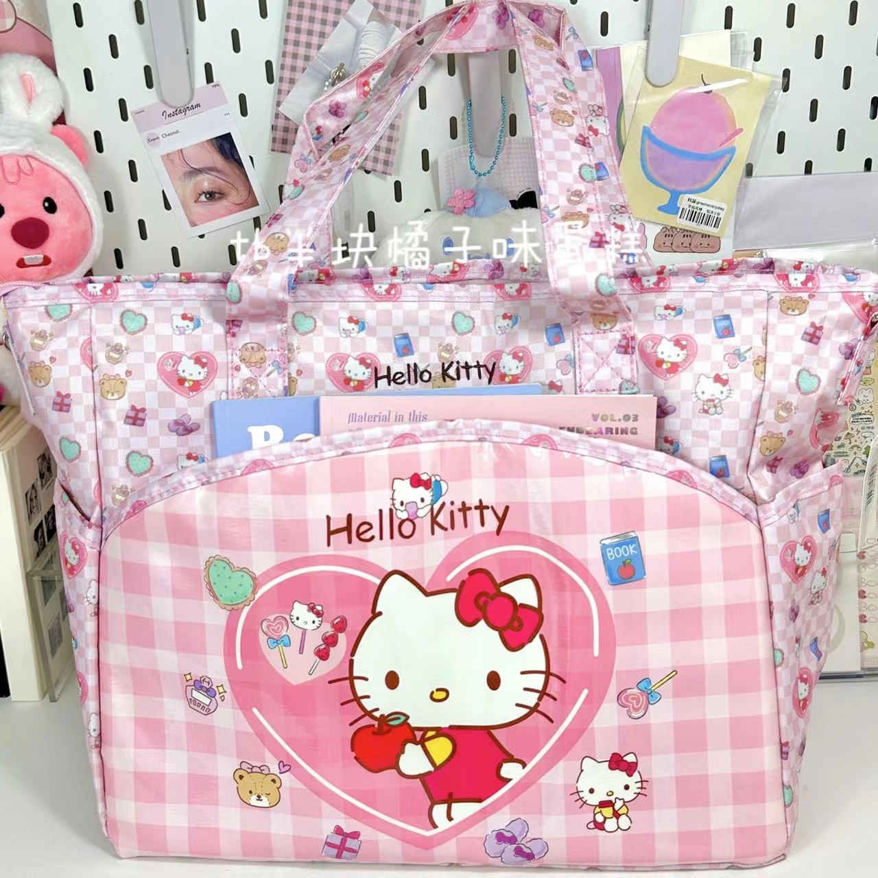 原创hellokitty托特包少女大容量旅行包手提斜挎单肩包16寸电脑包-图0