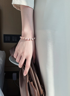 巴洛克淡水珍珠水晶手链ins小众设计感手串网红气质高级感串珠链