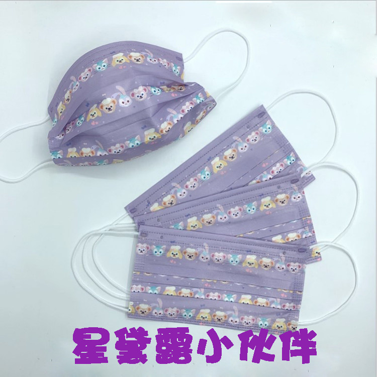 一次性口罩好看的紫色网红款可爱儿童印花成人夏天薄款