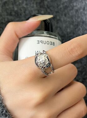 韩版个性几何褶皱戒指女复古时尚