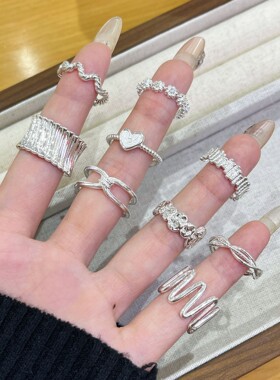 精致百搭款褶皱不规则戒指女不掉