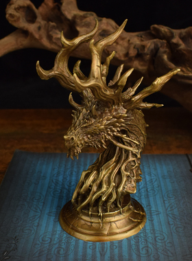 黄铜创意森林龙办公室桌面手办