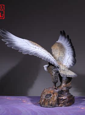 艺品江山黄铜彩铜大展宏图鹰