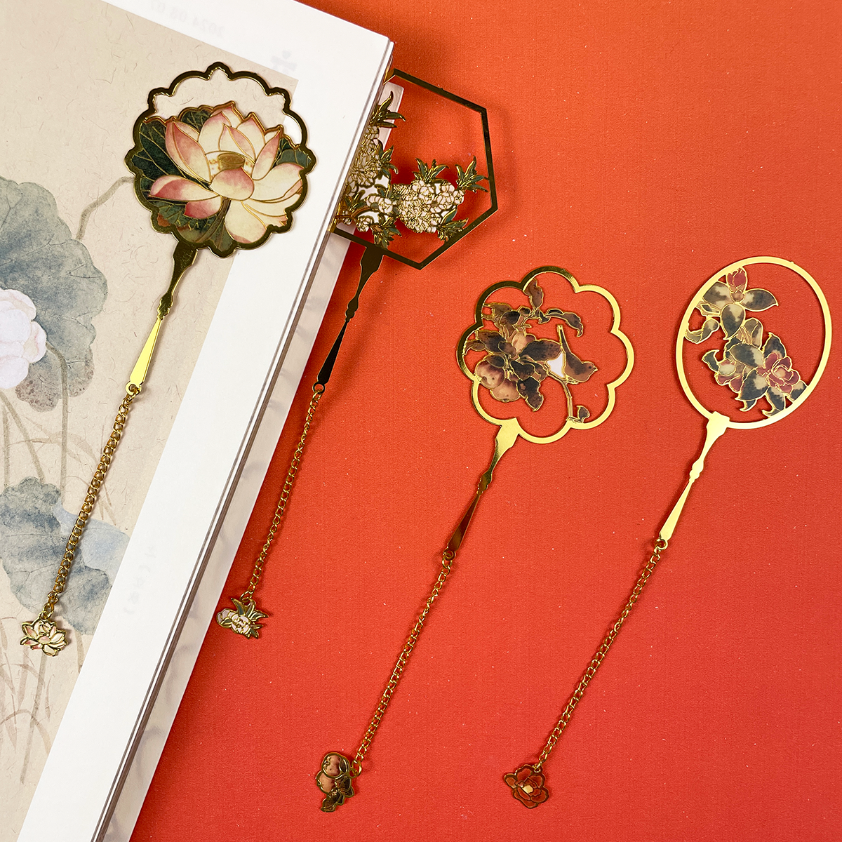 杭州国家版本馆宋扇金属书签礼盒中国风精美礼品送学生老师礼物