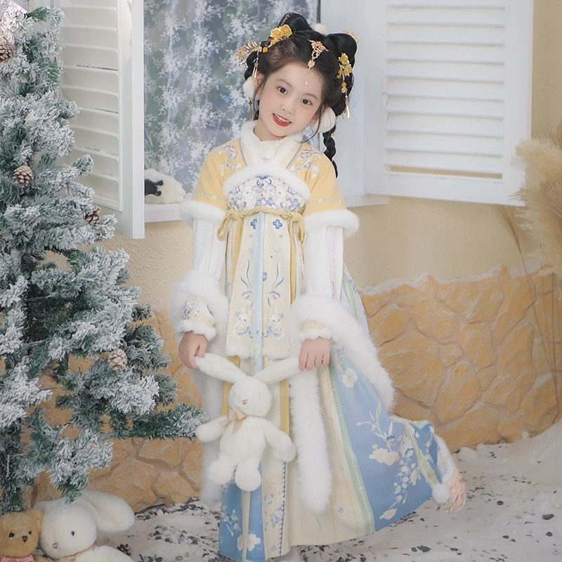 汉服女童拜年服喜庆过年公主风服装儿童国风唐装秋冬加绒斗篷童装,淘宝优惠券,粉丝福利购,淘宝优惠卷