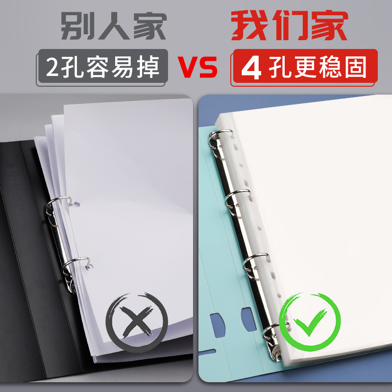 a4文件夹打孔活页夹四孔夹子档案夹文件夹插页透明资料册办公用品A4活页夹文件收纳册快劳夹资料夹试卷收纳袋 - 图1